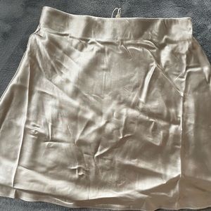 Quince gold silk mini skirt